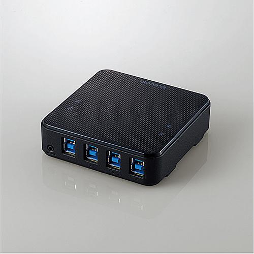 ELECOM U3SW-T4 USB切替器/ USB3.0/ PC側4ポート/ 接続機器4ポート/ 手元スイッチ/ ブラック