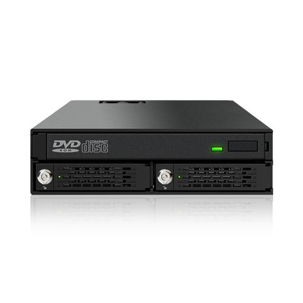 ICY DOCK MB994IKO-3SB ICYDOCK　2x 2.5インチSAS/ SATA HDD / SSD + Slim ODD搭載用リムーバブルケース　5.25インチベ…_2