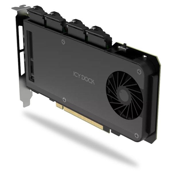 ICY DOCK MB204MP-1B 4 x M.2 NVMe SSD搭載用リムーバブルアダプタ PCIe4.0 x16拡張スロット用（PCIe分岐機能が必要）_3