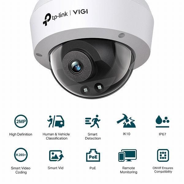 TP-LINK VIGI C220I(4mm)(UN) 2MPドーム型IRネットワークカメラ : PC&