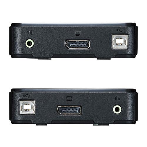 サンワサプライ 【スクエア】 SW-KVM2WDPU DisplayPort対応手元スイッチ付きパソコン自動切替器（2：1）