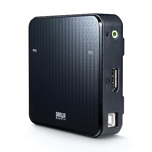 サンワサプライ 【スクエア】 SW-KVM2WDPU DisplayPort対応手元スイッチ付きパソコン自動切替器（2：1）