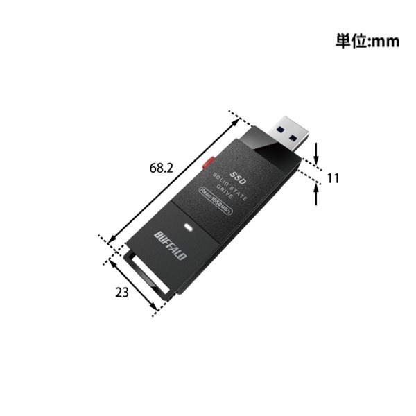 BUFFALO SSD-SCT2.0U3BA/D 2TB スティック型SSD SSD-SCT2.0U3BA/D 外付けSSD ポータブル USB3.2 Gen2対応 スティック型