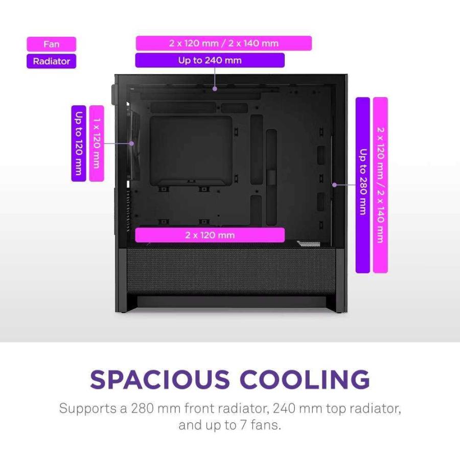 NZXT H3 Flow (2025) Black 高エアフローMicroATXケース「H3 Flow