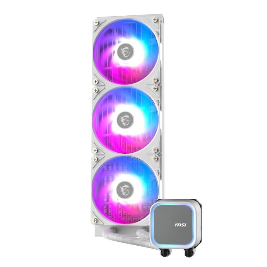 MSI MAG CORELIQUID A13 360 WHITE ポンプヘッドとファンにアドレサブルRGB LEDを搭載。水冷一体型CPUクーラー 360mm ホワイト