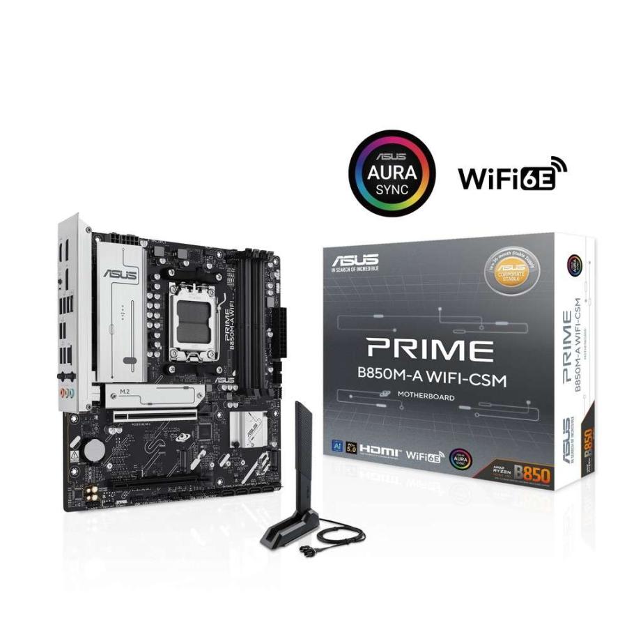ASUS PRIME B850M-A WIFI-CSM AMD B850チップセット搭載「PRIME」MicroATXマザーボード・ビジネス向けCSMモデル
