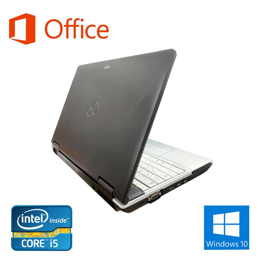 ノートパソコン ノートPC パソコン 中古 Win10 第3世代Core i5 富士通 Lifebook 742/572 15.6型 内蔵テンキー MS Office2021 メモリ8GB SSD512GB DVDROM 訳ありの画像