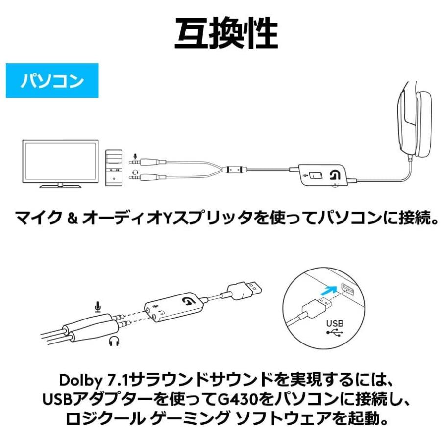 Logicool G ゲーミングヘッドセット G430 ブラック 2 1ch ステレオ ノイズキャンセリング マイク 付き Pc Usb 軽量 国内正規品 パソコン専門店pc M 通販 Yahoo ショッピング