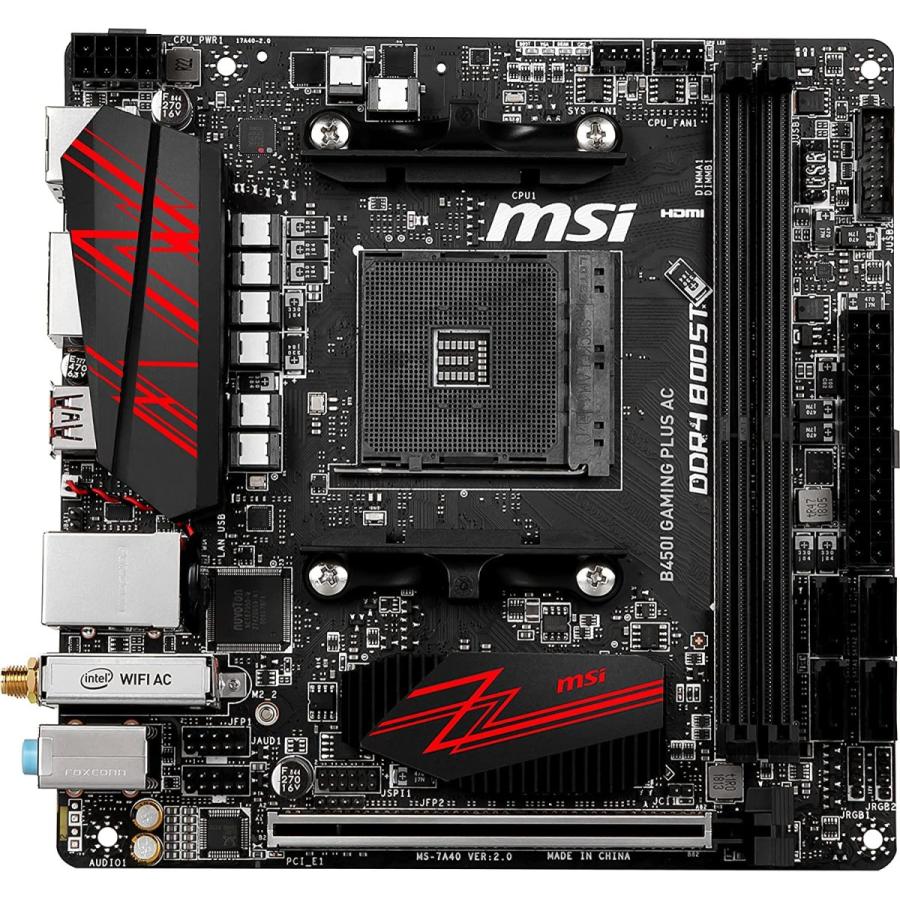 MSI B450I GAMING PLUS AC Mini-ITX ゲーミングマザーボード [AMD B450 