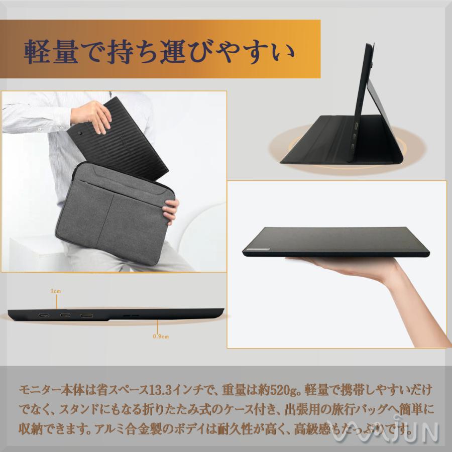 Wajun 最新型 13.3インチ モバイルモニター ディスプレイ 薄型