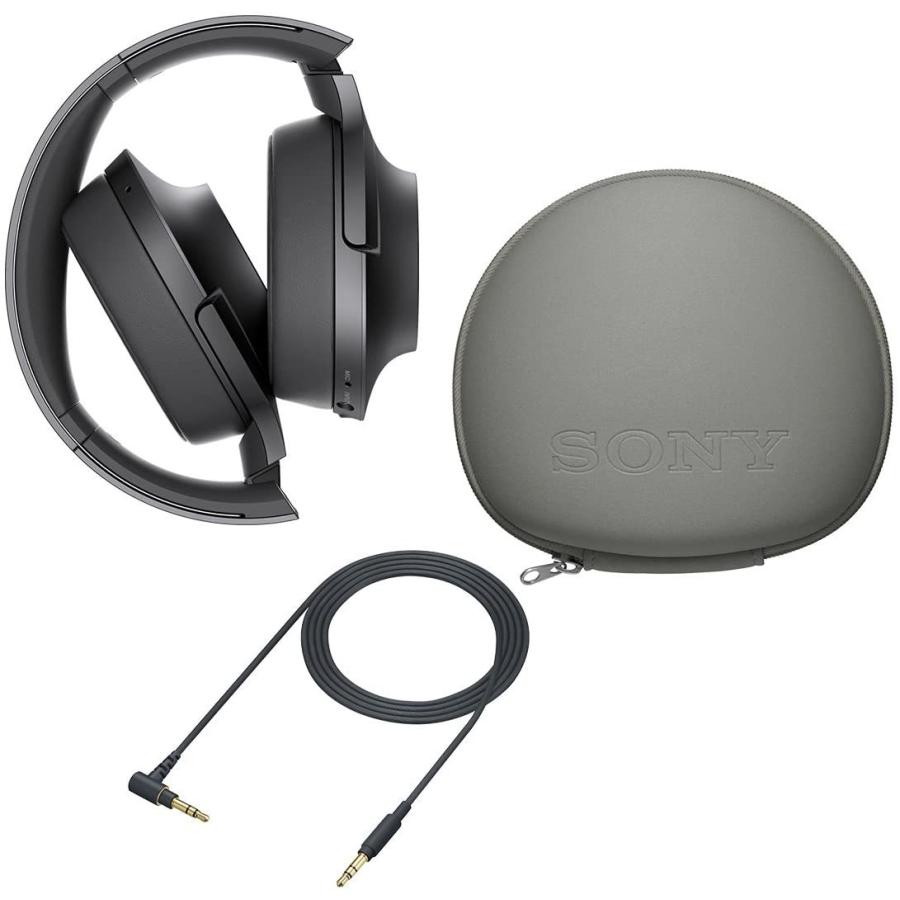 ソニー SONY ワイヤレスノイズキャンセリングヘッドホン h.ear on Wireless NC MDR-100ABN :  Bluetooth/ハイレゾ対応 マイク付き チャコールブラック 化粧箱付き