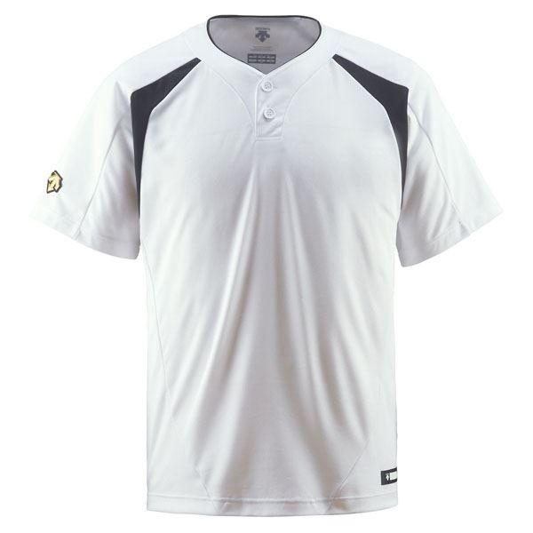 ランキング上位のプレゼント デサント（DESCENTE） ベースボールシャツ（2ボタン） （野球） DB205 Sホワイト×ブラック XO
