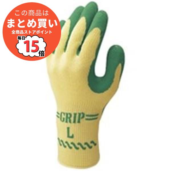 （まとめ）ショーワ 手袋グリップソフト 5双 パックグリーン L〔×4セット〕