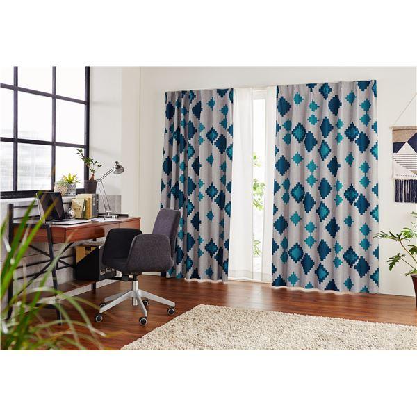 お金が貯まる の厚地カーテン オルロ ブルー 幅150 丈95cm 幅150 丈95cm ブルー 1枚 ロールスクリーン 2級遮光 形状記憶 ウォッシャブル アジャスターフック付き Ds Pcメイト 上質