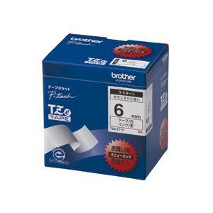 ブラザー BROTHER ピータッチ TZeテープ ラミネートテープ 6mm 白/黒文字 業務用パック TZE-211V 1パック(5個)
