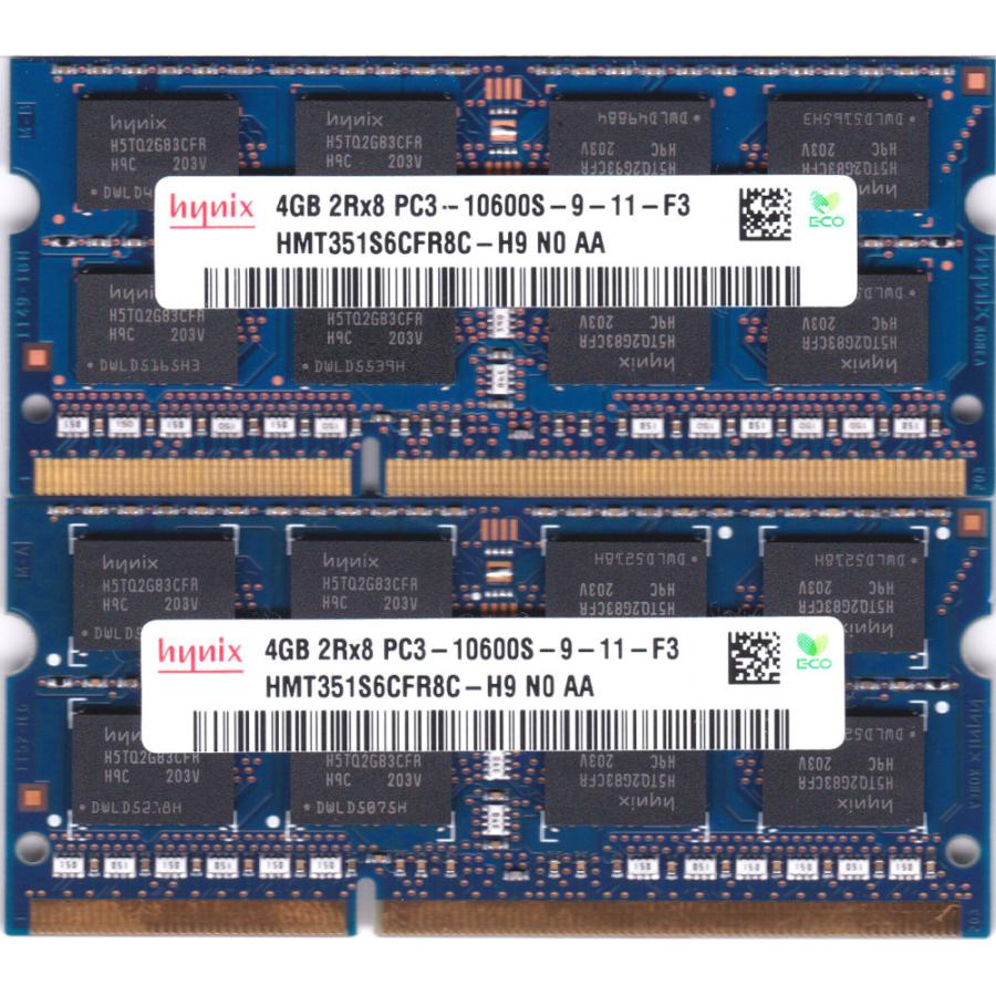 hynix PC3-10600S (DDR3-1333) 4GB x 2枚組み 合計8GB SO-DIMM 204pin ノートパソコン用メモリ 両面実装 (2Rx8) の2枚組 動作保証品 :10600S-4Gx2-hynix:電子部品商会 通販 (動作品)DDR3 メモリー 4GB×2枚 合計8GB