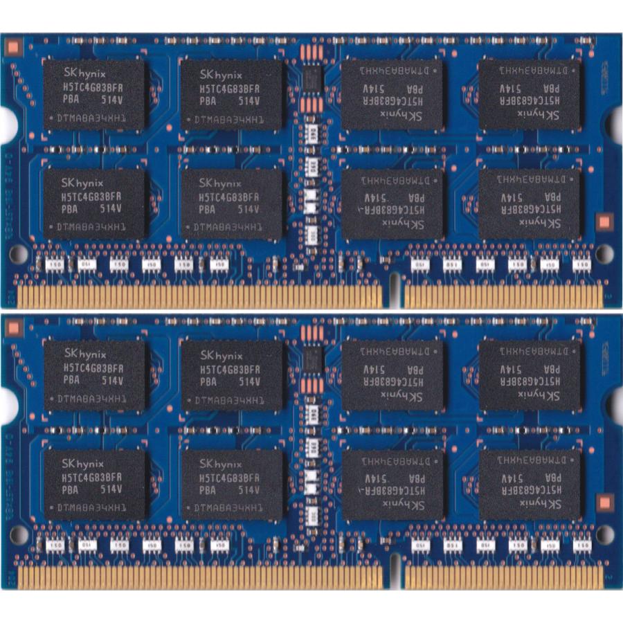 爆安 SK hynix PC3L-12800S (2Rx8)の2枚組 204pin (DDR3L-1600) SO-DIMM 2枚組み ノートパソコン用メモリ  両面実装 8GB 低電圧(1.35V) 合計16GB x 動作保証品 メモリー