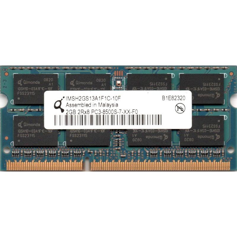 Qimonda Pc3 8500s Ddr3 1066 2gb So Dimm 4pin ノートパソコン用メモリ 型番 Imsh2gs13a1f1c 10f 両面実装 2rx8 動作保証品 中古 8500s 2gx1 Qimonda 電子部品商会 通販 Yahoo ショッピング
