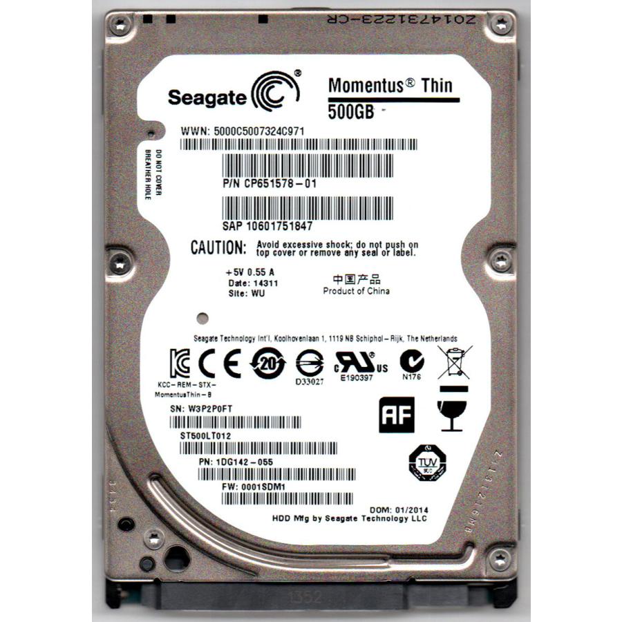 Seagate 型番: ST500LT012 容量500GB 2.5インチ 5400 rpm 厚さ7mm 動作保証品 : 電子部品商会 ...