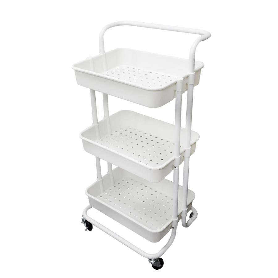 キッチンワゴン バスケットラック トローリー 3段 キッチン収納カート