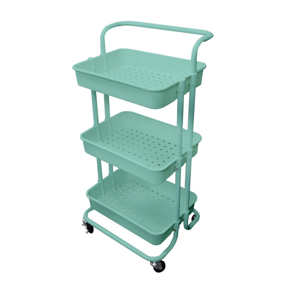 キッチンワゴン バスケットラック トローリー 3段 キッチン収納カート