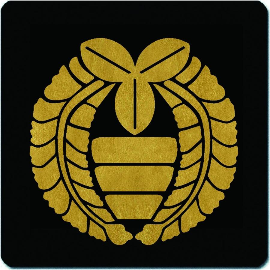 家紋マウスパッド 吉川広家 下り藤の内に三引両 15cm x KM15-3222-01