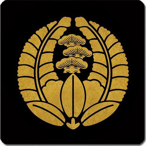 家紋シール 4054_上がり藤に三階松 15cm 角型 金紋 KS15-4054 : PC