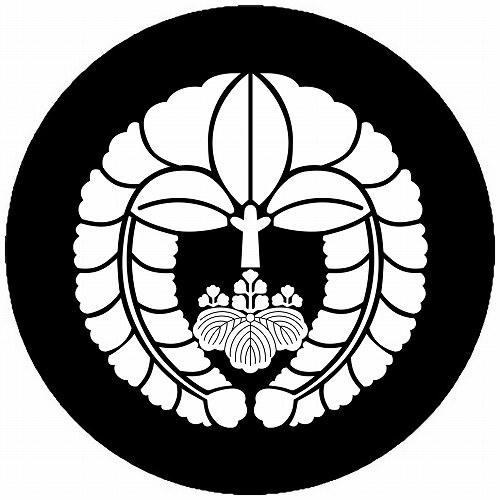 家紋シール 4068_下がり藤に五三桐 直径15cm 丸型 白紋 KS15M-4068W