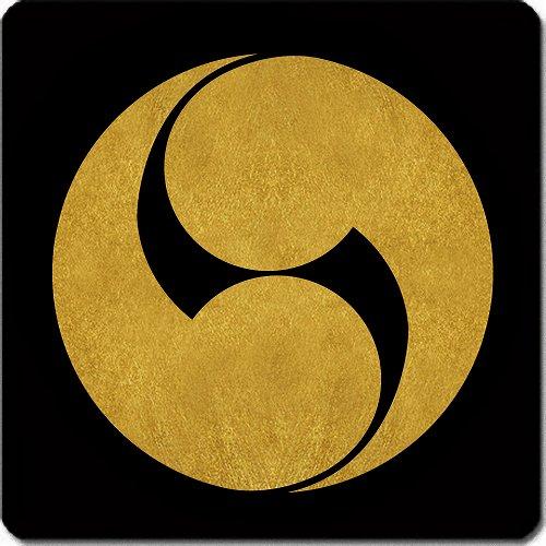 家紋シール 4855_右二つ巴 6cm 4枚セット 角型 金紋 KS64K-4855 : PC