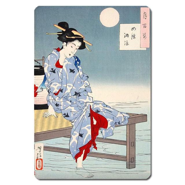 浮世絵シール 月岡芳年:月百姿 四条納涼 133x88mm U133S-8002