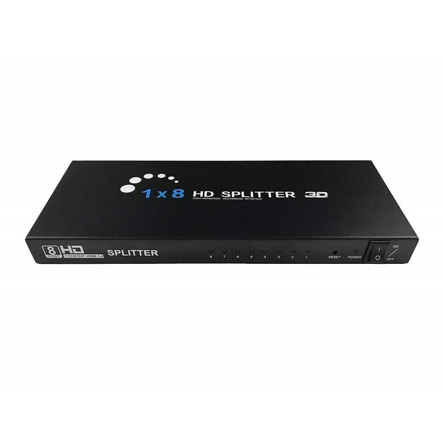 HDMI オス to 8HDMI メス 分配器 コンパクトタイプ 3D対応 V1.4 1080P HDMI 1X8 スプリッター P25Apr15｜pcastore