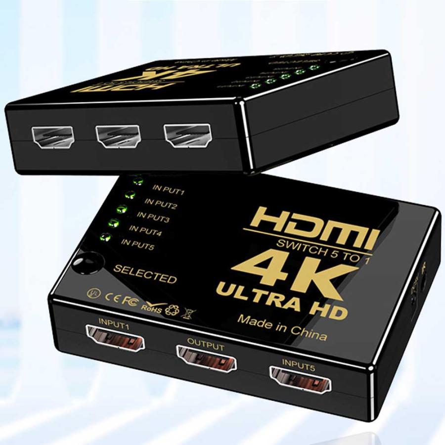 HDMI セレクター 5入力1出力 4K ウルトラHD 3D映像対応 分配器 切替器