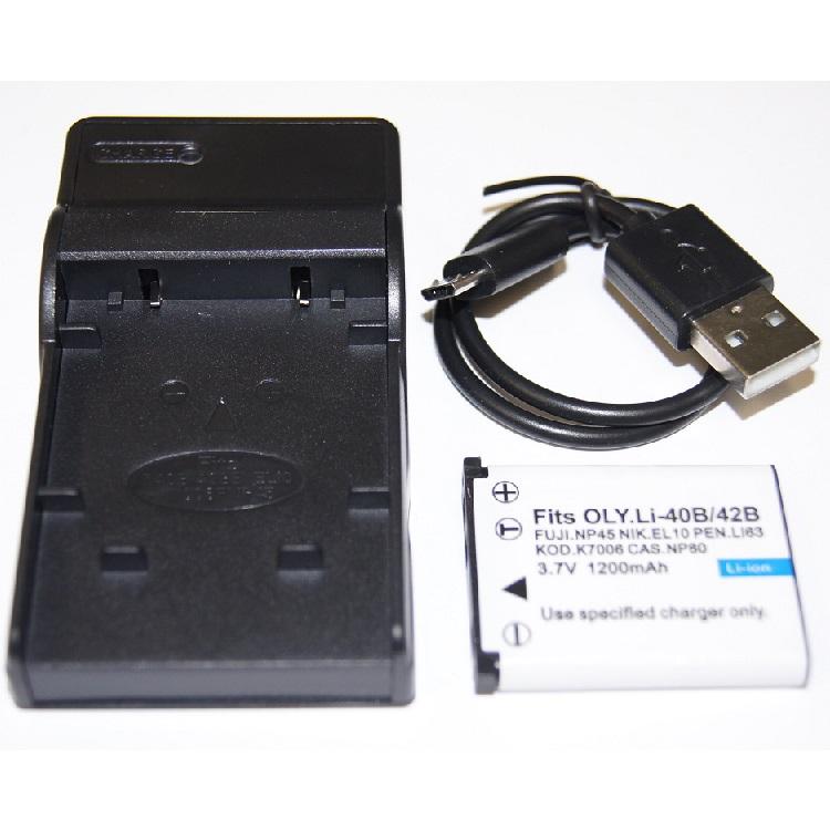 ニコン 互換バッテリー USB充電器 セット NIKON EN-EL10/NP-80/OLYMPUS Li-42B/40B対応 デジカメ用USBバッテリーチャージャー｜pcastore｜02