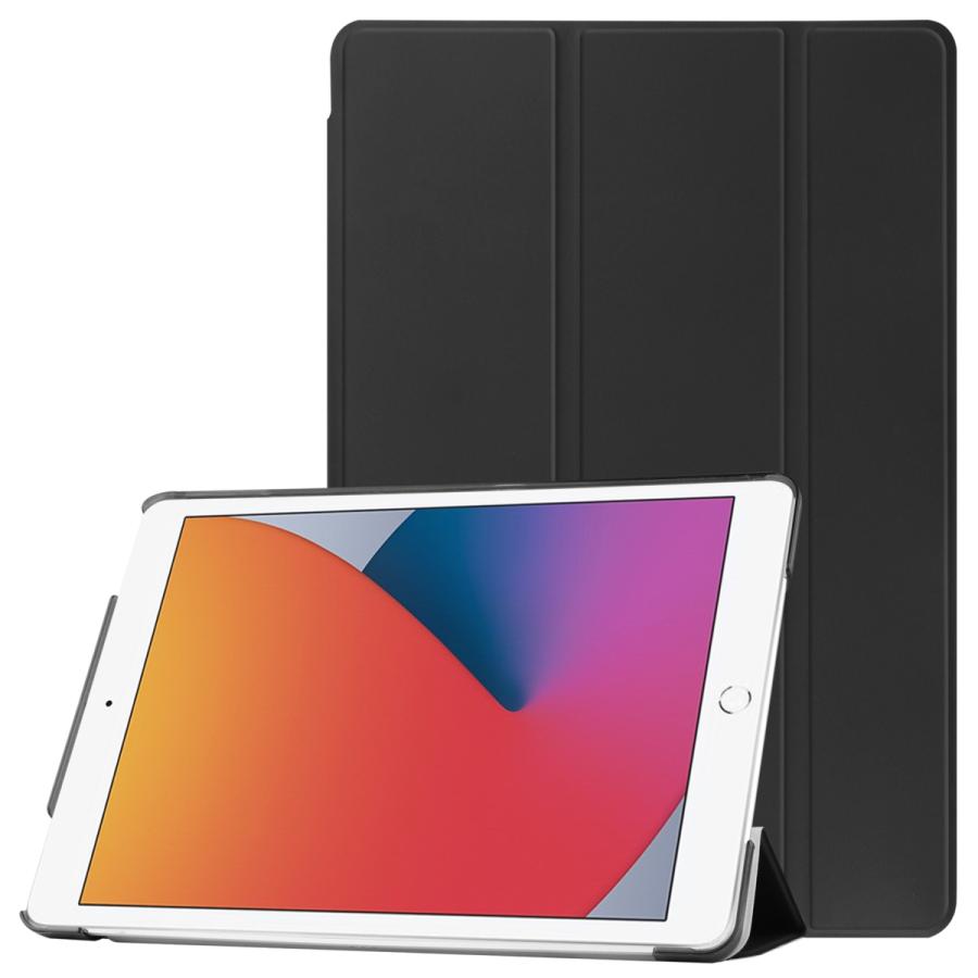 iPad ケース iPad 7/8/9世代・ Air3・ Pro (10.5inch) 兼用　三つ折スマートカバー アイパッド PUレザー ブラック｜pcastore