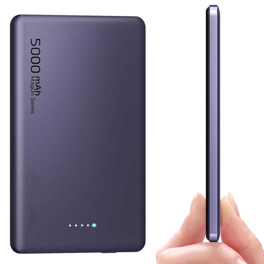 モバイルバッテリー 5000mAh】Magsafe 対応 マグネット式 厚さ8.6mm
