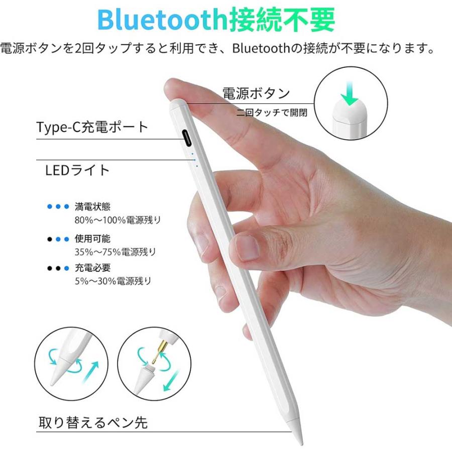 アイパッド iPad タッチペン 1.7mmアップルペンシル 磁気吸着/傾き感知