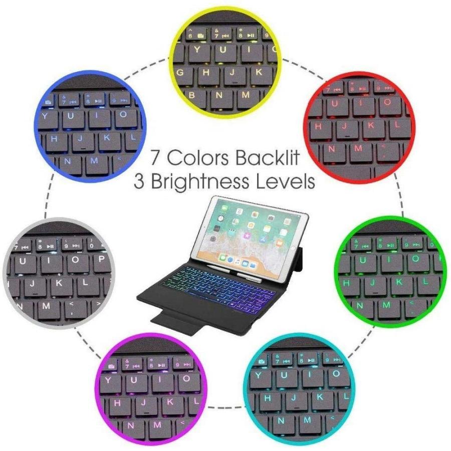 iPad 10.2 第7/第8世代 7色バックライト付きBluetoothキーボード