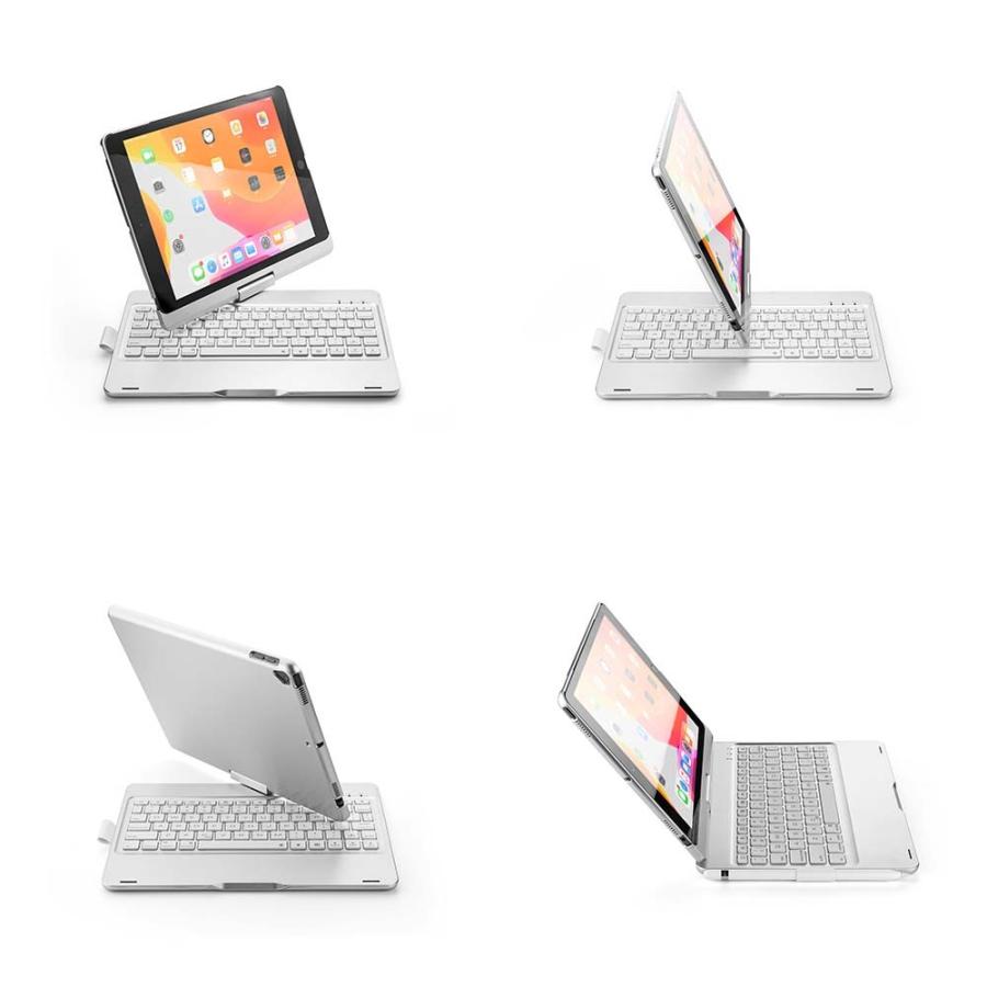 iPad キーボード ケース 360度回転機能 7色LEDバックライト アルミ合金