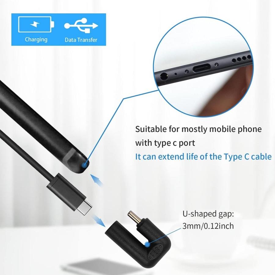 USB Type-C U字 変換 アダプター U型 180° USB3.1 高速充電 タイプc