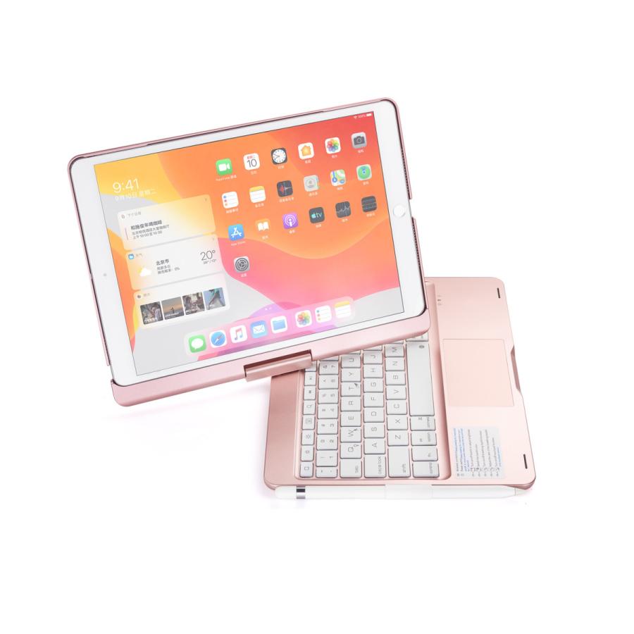 iPad 第7世代 32GB ピンクゴールド キーボード一体型ケース付き iPad10.2 第7/8/9世代/Pro10.5/Air3 対応 タッチパッドキーボード 360