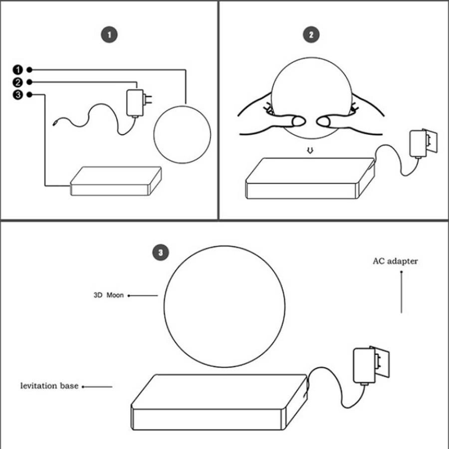 【送料無料】磁気浮上 月ライト 浮遊 月ランプ ナイトライト テーブルランプ 回転 ムーンライト  間接照明 月面3Dプリント模様 【16色切替】｜pcastore｜08