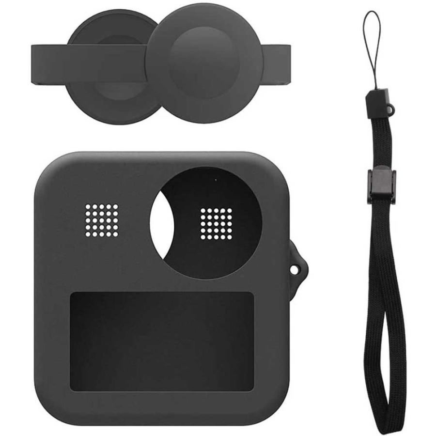 GoPro Max ケース シリコン保護 カバー デュアルレンズキャップケース+ボディシリコン保護ケース 滑り止め 全面保護 ゴープロマックス