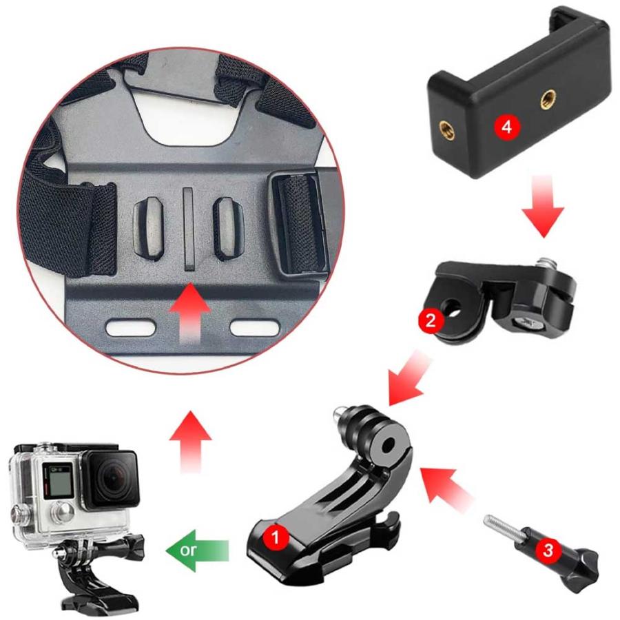 送料無料 ゴープロ GoPro HEROシ リーズ スマホ 対応 チェストマウント