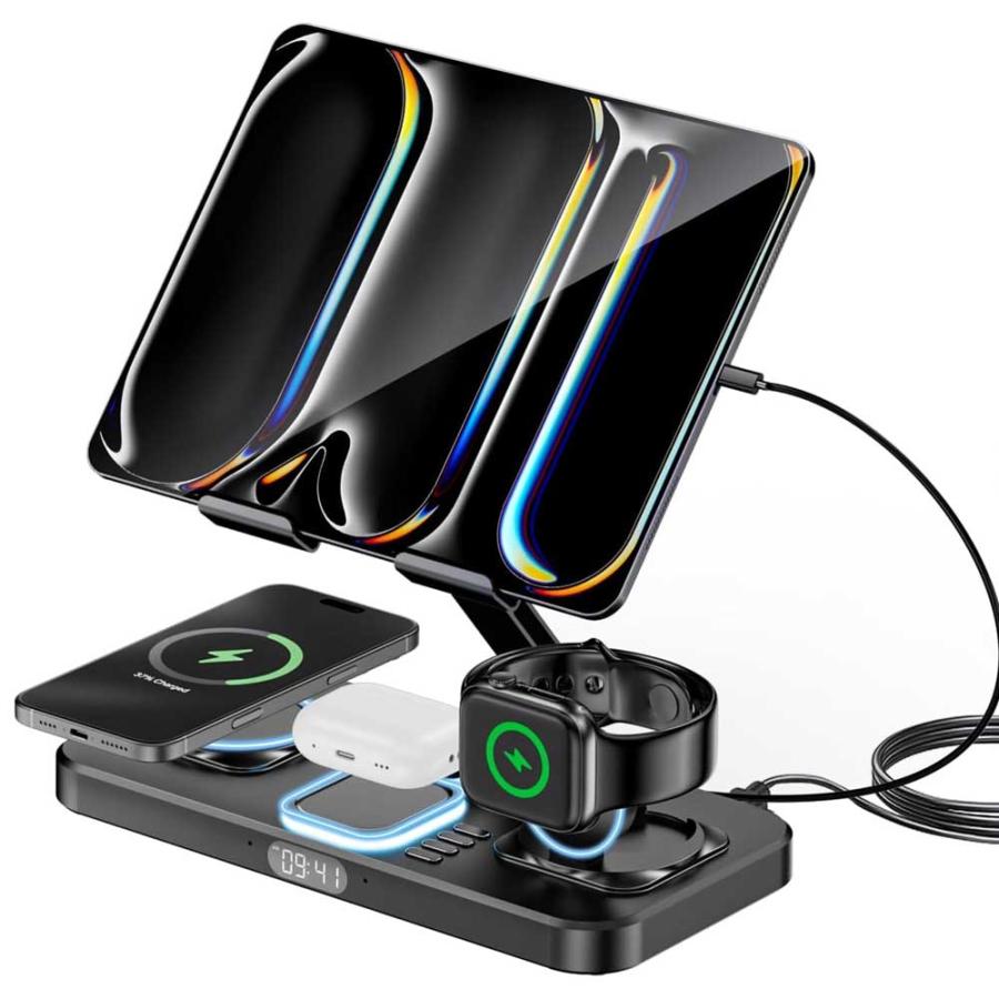 GLILAVOX 6in1 ワイヤレス充電器 Compatible with iPhone 16 pro max/15/14/13/12/11/XS/8シリーズ apple watch10-2シリーズ,airpods pro 6in1 ワイヤレス充電器 Compatible with iPhone 16 pro max/15/14/13