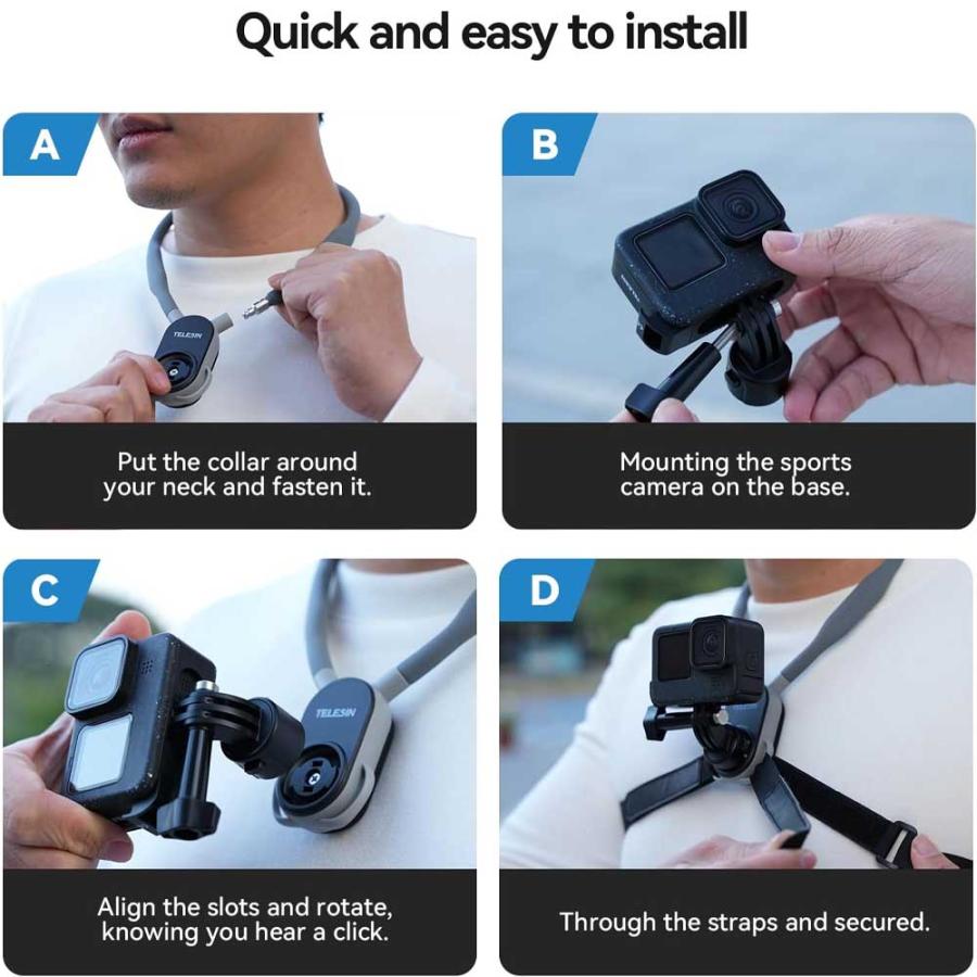 ゴープロ GoPro対応 POVネックレス式マウント クイックリリース 磁気 