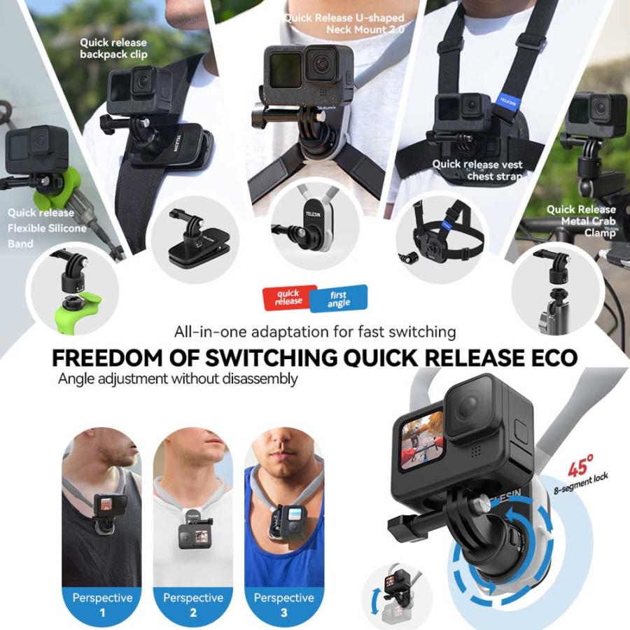 ゴープロ GoPro対応 POVネックレス式マウント クイックリリース 磁気