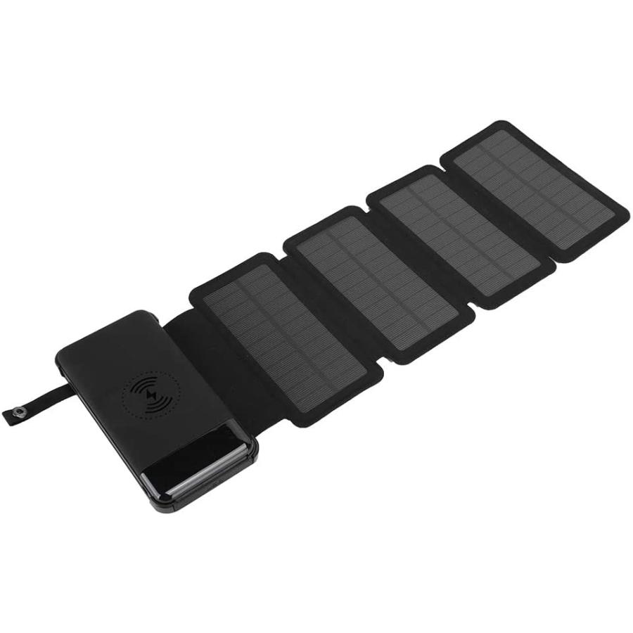 ソーラーモバイルバッテリー 10000mAh ワイヤレス充電器 大容量 LED