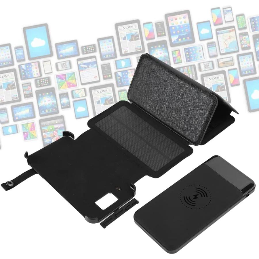 ソーラーモバイルバッテリー 10000mAh ワイヤレス充電器 大容量 LED 