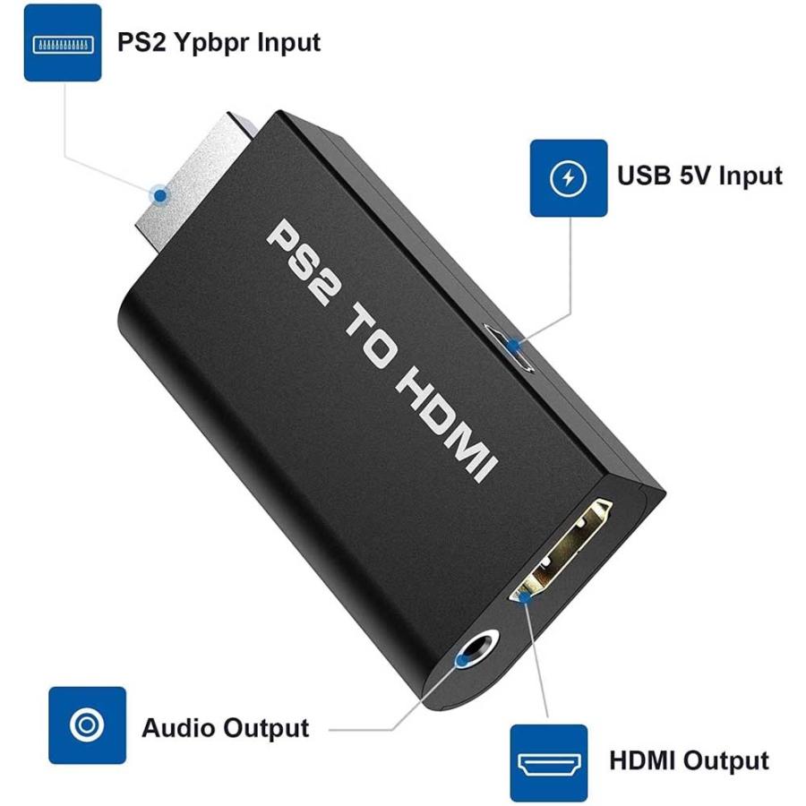 PS2 to HDMI 変換アダプター PS2専用HDMI接続コネクターHDMI出力