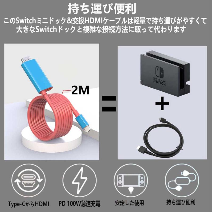 スイッチ Switch or Switch(有機ELモデル) 用 Type-C HDMI ケーブル2m